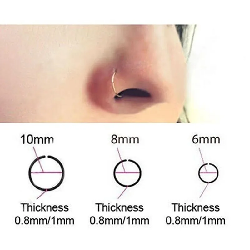 1pc Nose Ring Clips Septum Ring Hoop Cartilage Tragus Helix Small Piercing Nose Rings  For Women Body Jewelry Accessories