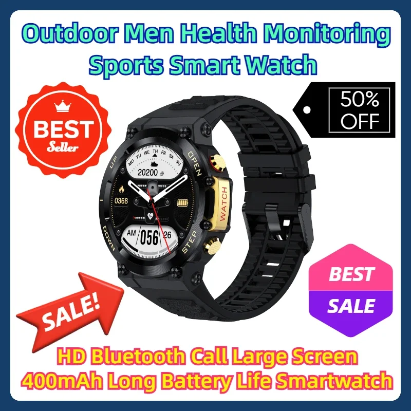 

HD Bluetooth Call Large Screen 400mAh Long Battery Life Smartwatch Outdoor Men Health Monitoring Sports Smart Watch