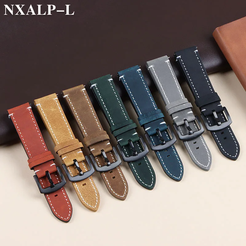 الرجعية جلد طبيعي حزام الساعات 18 مللي متر 19 مللي متر 20 مللي متر 21 مللي متر 22 مللي متر 24 مللي متر العالمي حزام ساعة اليد الإفراج السريع لسامسونج لساعة هواوي