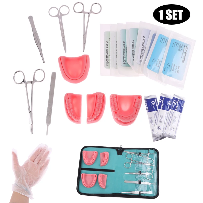 Dental Surgical Suture Training Kit Suture Dentistry Practice Model Training Pad Scissors Tool Teaching Operate Kit