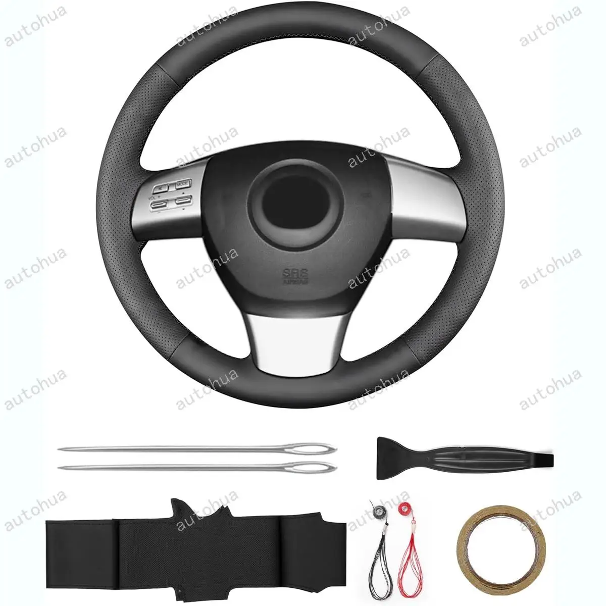 

Hand-Stitched Steering Wheel Cover,Fit for Mazda CX9/Mazda 6 US-spec 2009/CX-9 2007,Non-Slip Breathable Microfiber Leather
