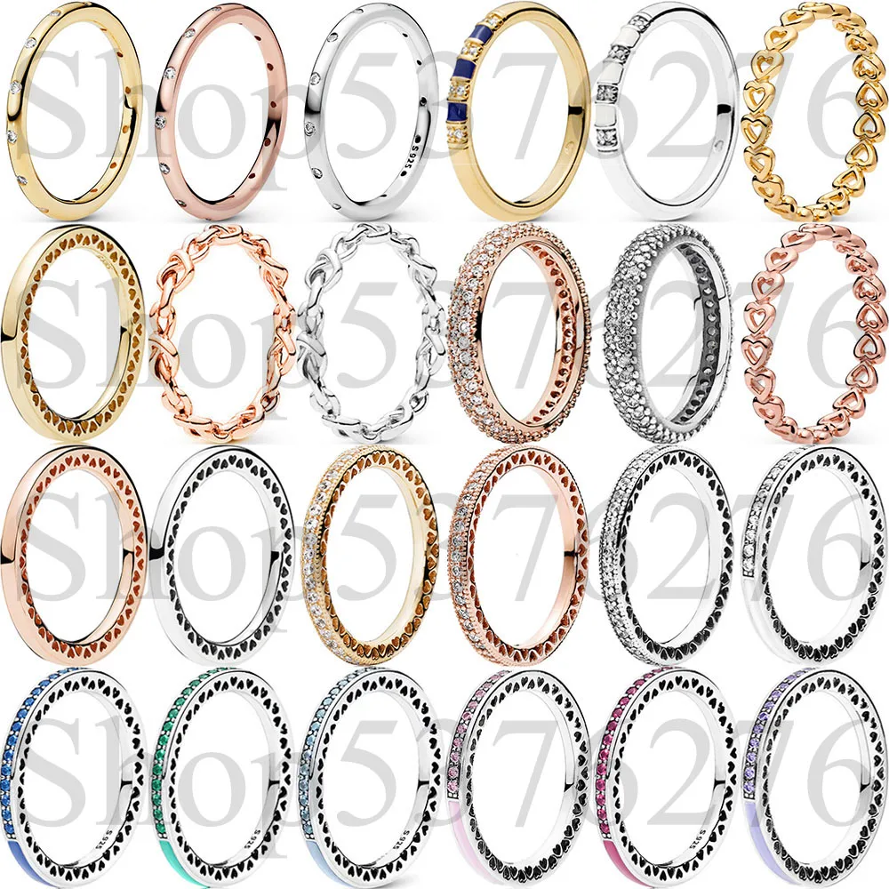 925 Sterling Silver Classic Radiant Sparkle Knotted Linked Hearts Sparkling Droplet Band Fashion Ring For Women Gift DIY Jewelry