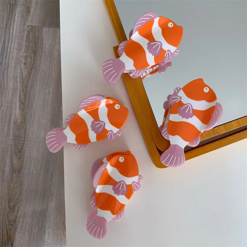 

Cartoon Clownfish Hair Claws Ocean Series Acetate Hair Clips Cute Salmon Crab Clip Shark Catch Hair Accessories for Women Girl