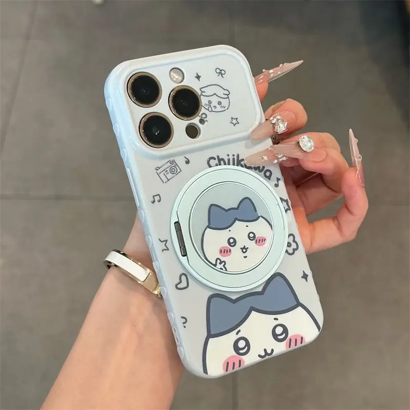 Cartoon Kawaii Compatible with IPhone Phone Case Phone Holder All-inclusive Soft Material Drop-resistant Pattern Clear Chiikawa