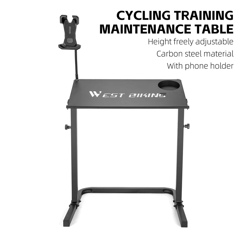 Bike Repair Adjustable Stand 54-80cm Carbon Steel Training Desk with Phone Holder MTB Road Bicycle Maintenance Workstation
