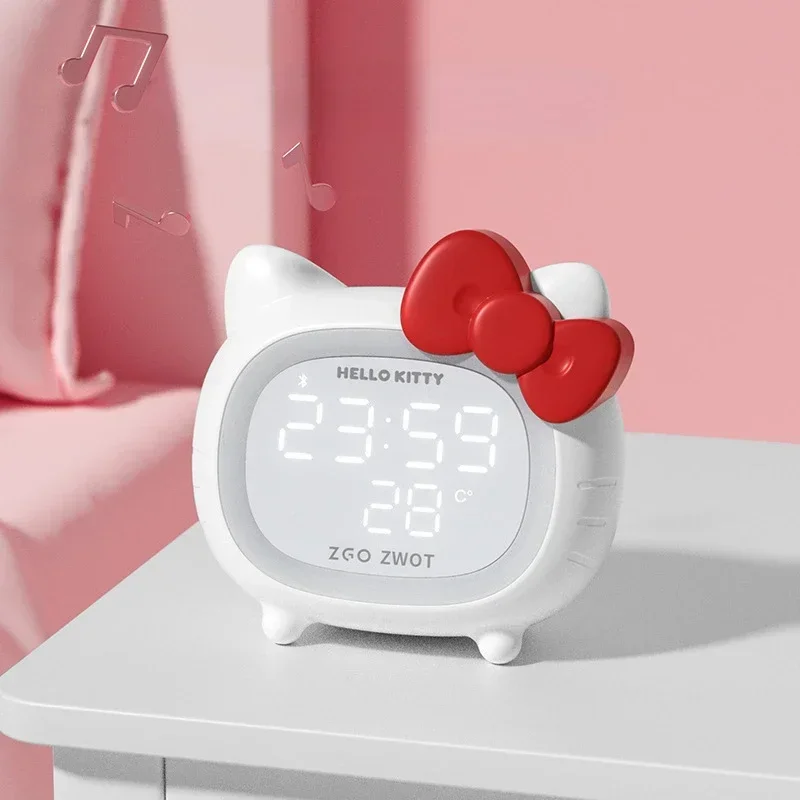 Sanrio Bluetooth Speaker HelloKitty Children's Smart Alarm Clock LED Atmosphere Light Multi-Function KT Cat Speaker Cute Cartoon