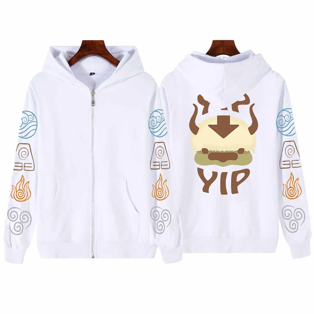 Appa Yip Printed Hooded Avatar The Last Airbender Anime Hoodie Men Women Plus Size Zipper Hoodies Harajuku Unisex Sweatshirt