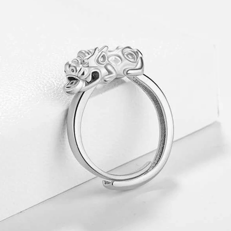 925 스털링 실버 신화 야생 동물 구리 현금 행운의 반지, 여성 남성 빈티지 에스닉 패션 쥬얼리, 직송