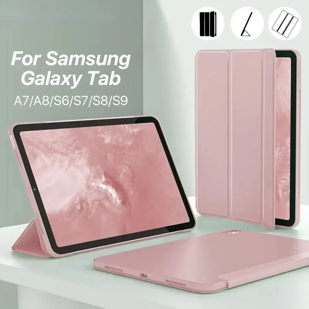 Case For Samsung Galaxy Tab S10 Plus S10+ 12.4 S9 FE Plus S8Plus S7 FE S8 A8 S6 Lite A9 A7 Lite Leather Smart Flip Stand Cover