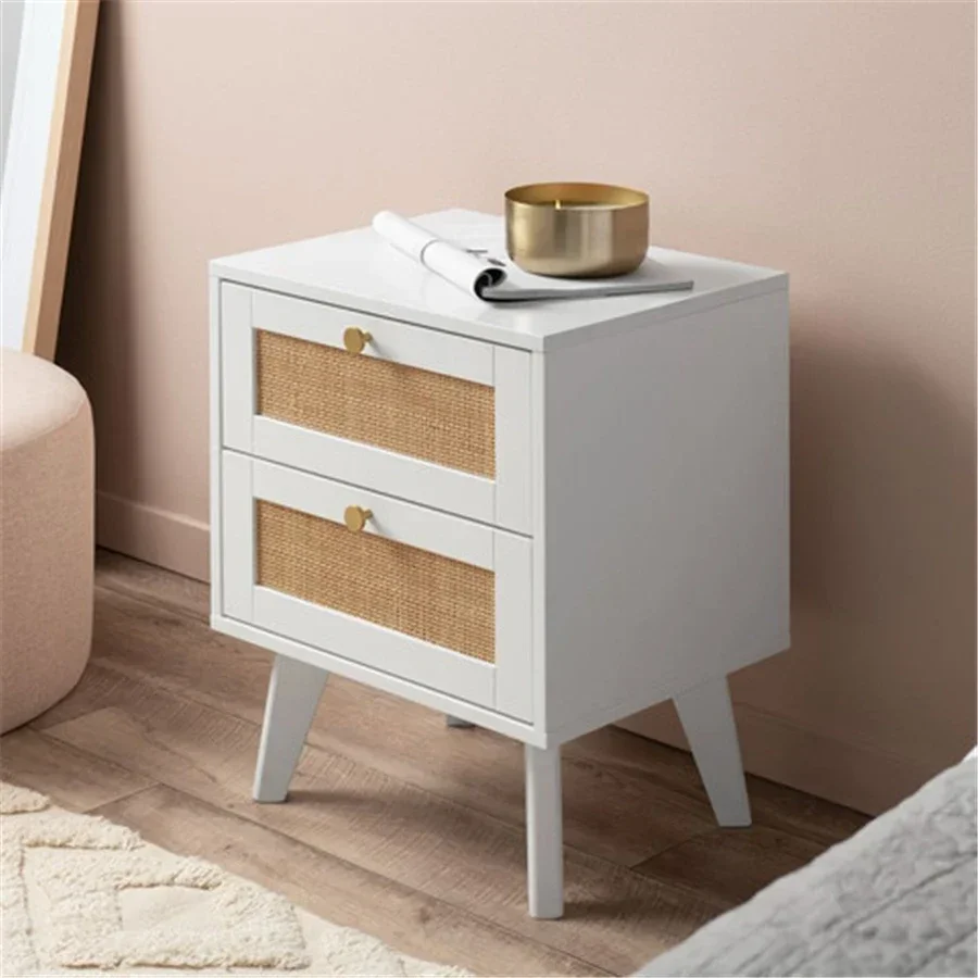 26 New Natural Rattan Dresser Cabinet White Wooden Storage Chest with Rattan Design