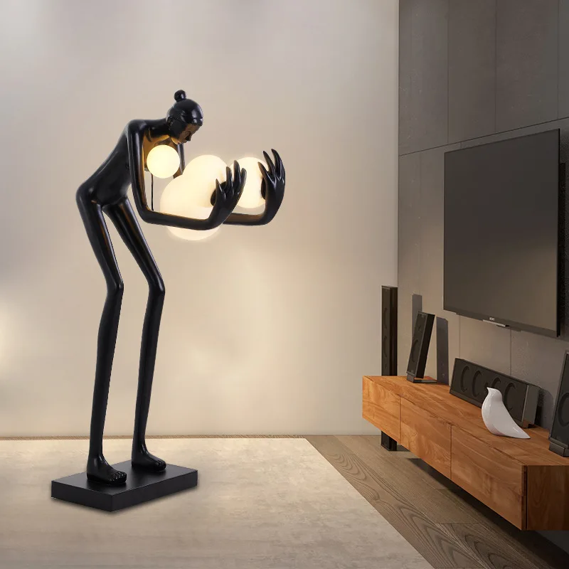 Statue ball floor lamp home exhibition hall window artwork large figure ornament lamp