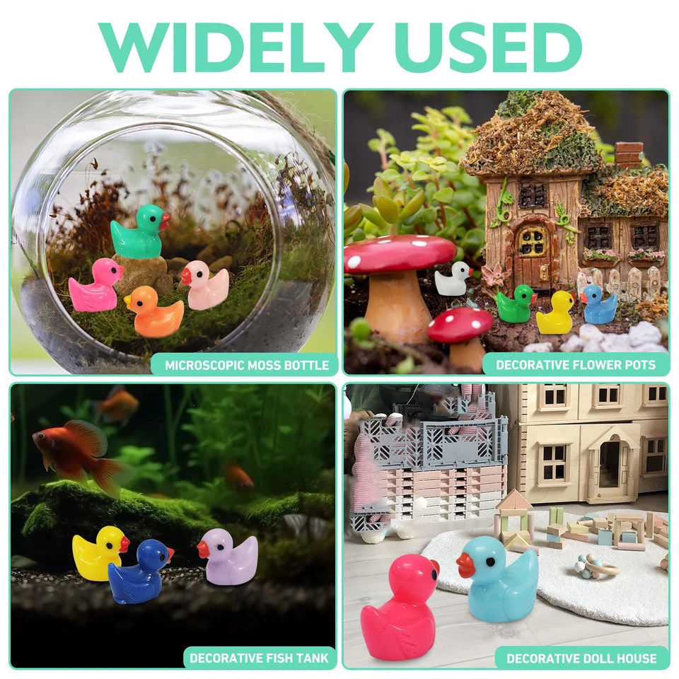 50 mini-canards en résine, figurines miniatures en vrac pour bricolage, micro-paysages, jardins, aquariums et accessoires pour plantes en pot  15