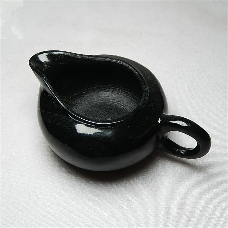 Imagem -04 - Jade Natural Conjuntos de Chá Copo Justo Genuíno Verde Escuro Nefrite Vivendo Magnético Jades Bule Saúde Jade Pote Chá Chaleira Gongfu Teaware