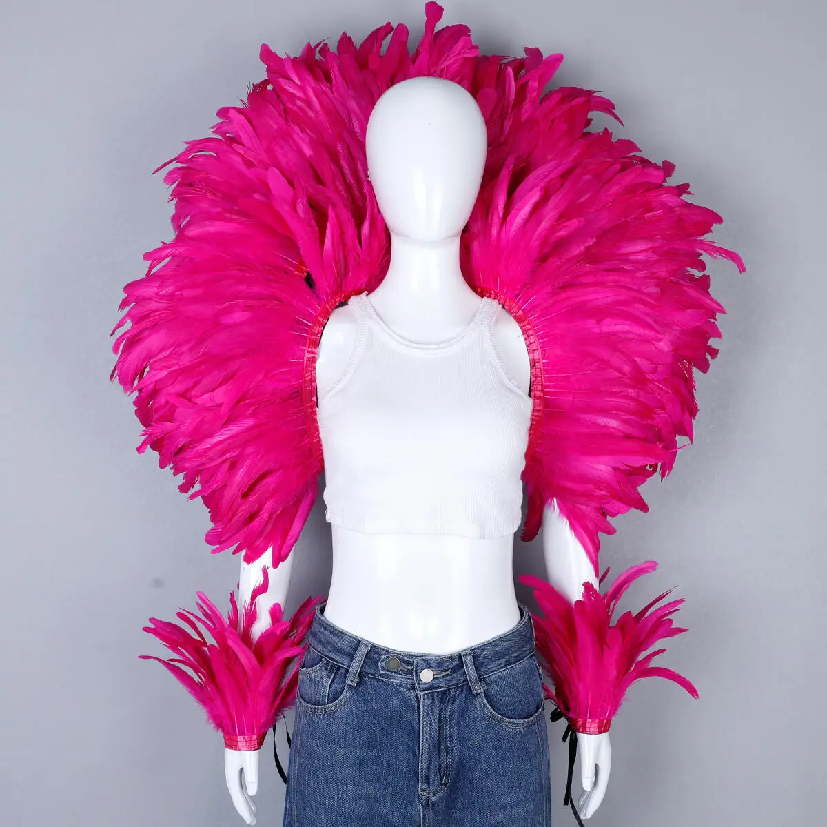 Party Karneval Elegante Damen Schal 2-teiliges Set Cosplay Feder Punk Halloween Masken Ball Feder Punk Karneval Party Set neue – Detail 10