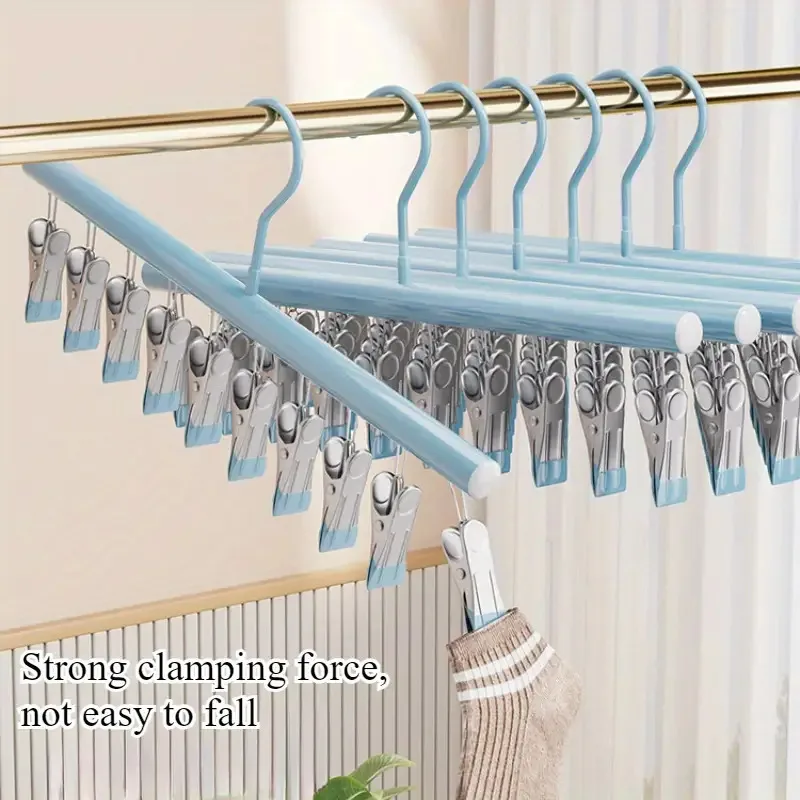 

1pc Metal Clothes Rack with Multi Clips for Socks and Underwear | Durable Balcony Drying Rack | Durable Space-Saving Organizer
