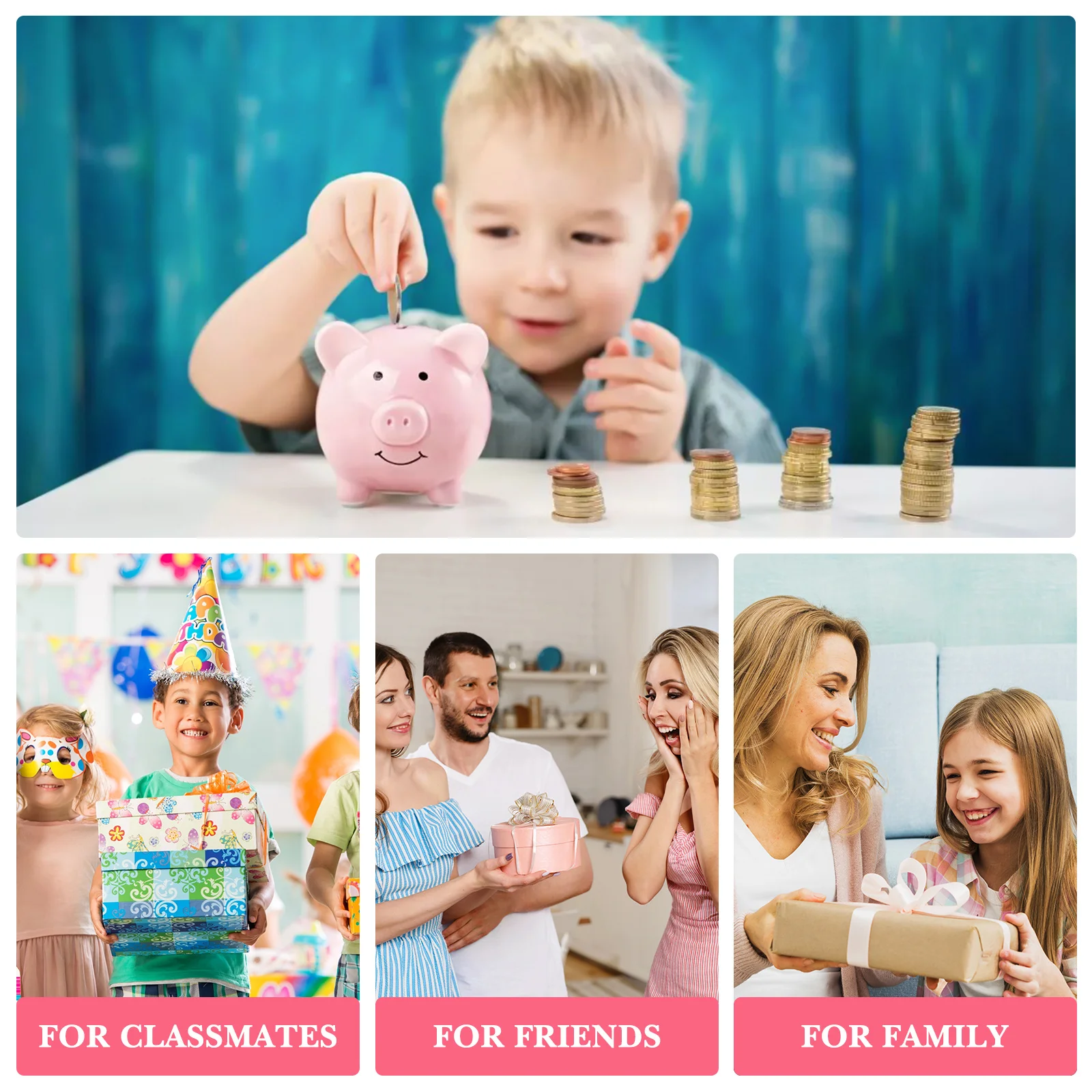 وعاء توفير العملات المعدنية من السيراميك للأولاد والبنات ديكور الحضانة الوردي يشجع توفير هدية مثالية وعاء المال حصالة على شكل حيوان #4