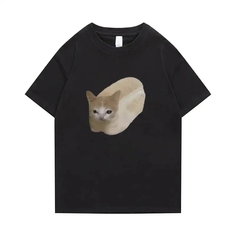 

Sporty Fun T-Shirt Oversized Summer Men Women Niche Cat Bread Print T Shirt Leisure Hip Hop Short Sleeve Tops Tees S-6XL