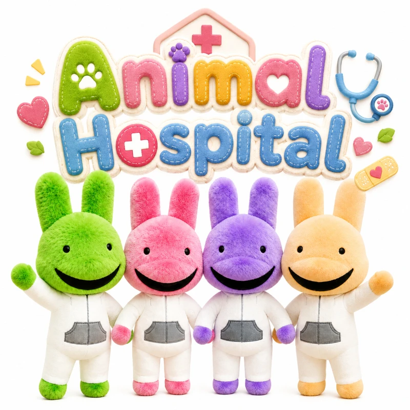 2026 New Animal Hospital Plush Cute Animal Clinic Doctor Playset Soft Stuffed Plushie Doll Kids Pretend Play Collectible Gift