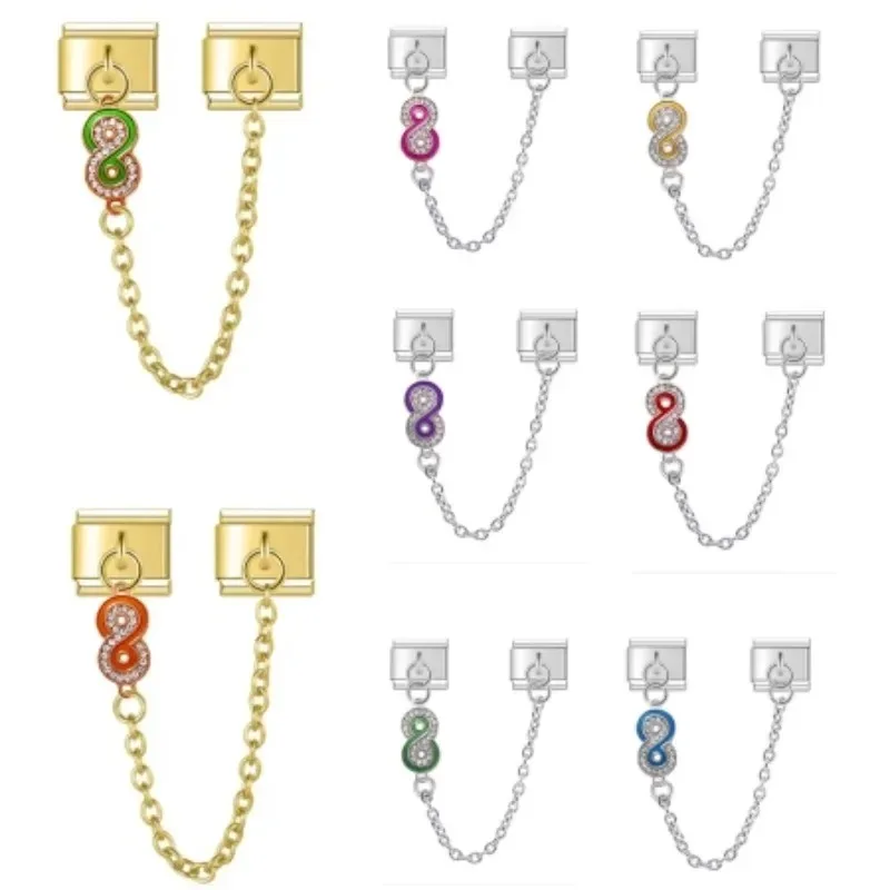 

2025 Women Gold and Silver Chain Pendant Italian Charm Fit 9mm Stainless Steel Elastic Bracelet Jewelry Wholesale