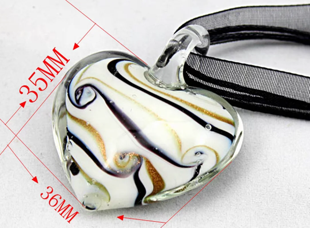 Handmade Murano Glass Waves Heart Pendant  Jewelry For Man Women Necklaces Sweater Chain Gifts