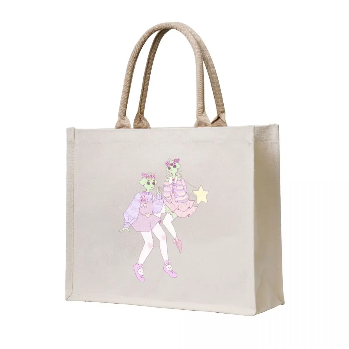 

Fairy Kei Alien Friends Tote Bag woman shopping bag shopping bags foldable shopper bag women canvas women