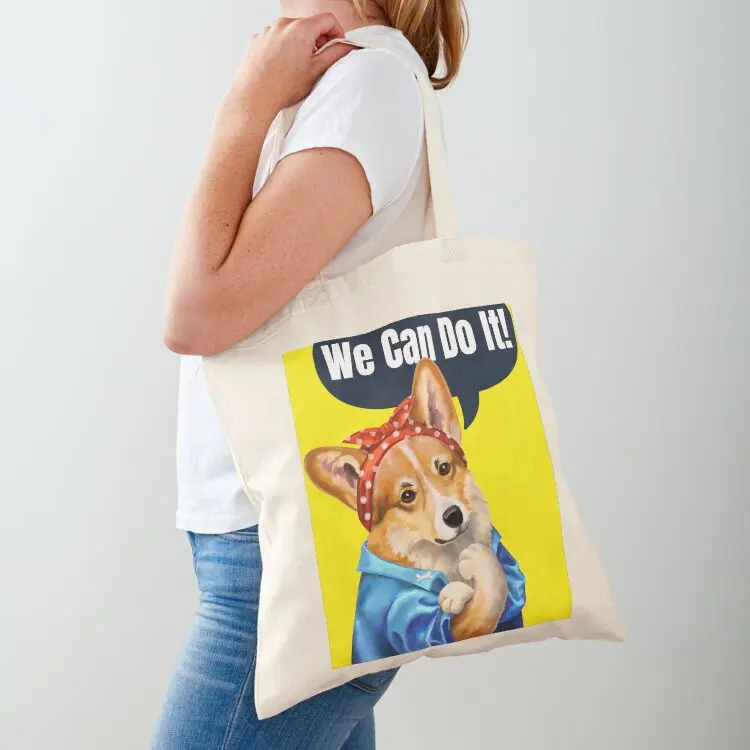 

Funny Corgi, Corgi Lover Humor, We Can Do It, Corgi Mom, Pin-up, Rosie the Riveter Tote Bag Lady bag Cloth bag