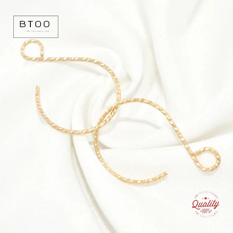 K14ゴールドフィルドイヤーワイヤー、スパークルバルーン、ジュエリー作りハンドル、DIYイヤリングアクセサリー、0.81mm、18x26mm