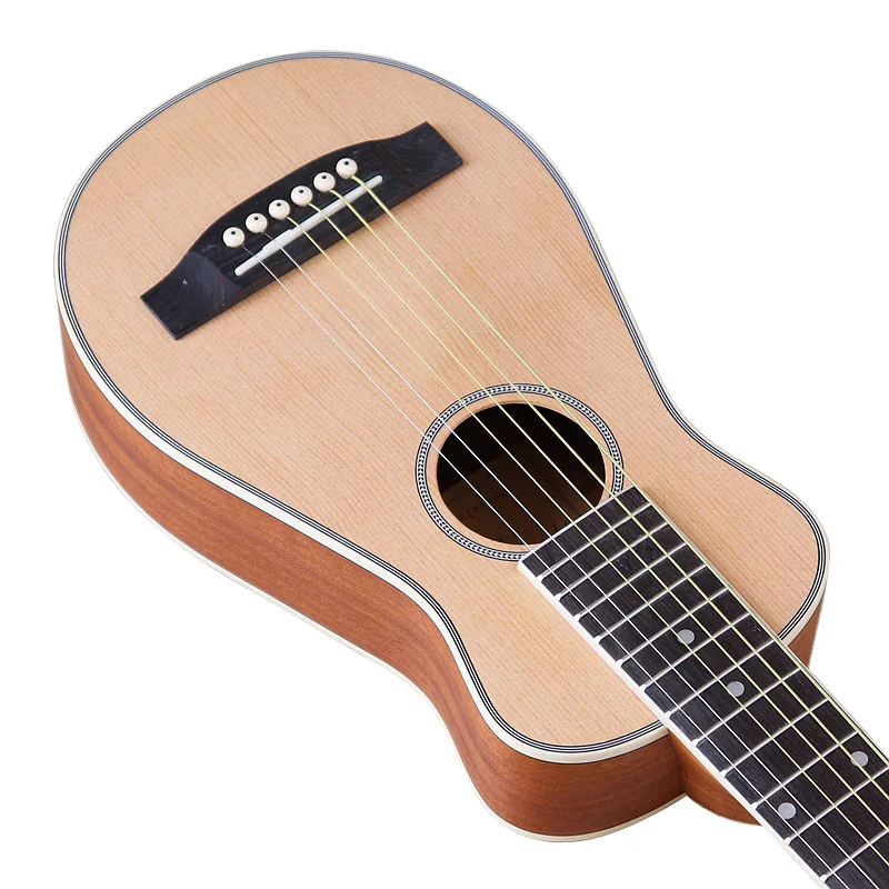 30 Inch Mini Acoustic Guitar 6 String Matte Finish Children Folk Guitar Cardamom Shape Travel Guitar