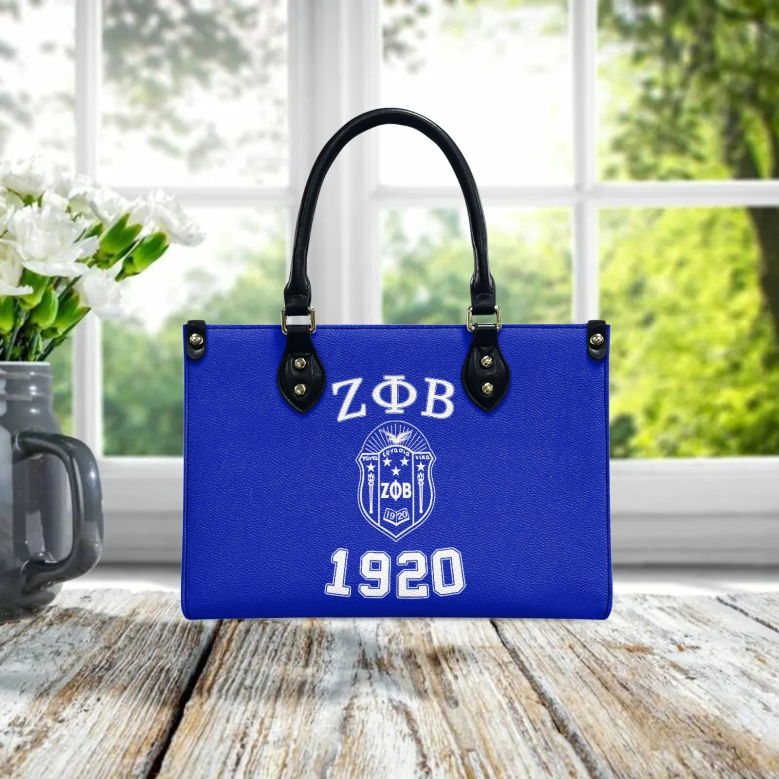 

Personalized Customized Name Sorority Gift Zeta Phi Beta Print Luxury PU Leather Women Handbags Drop Shipping POD Totes Bolsas