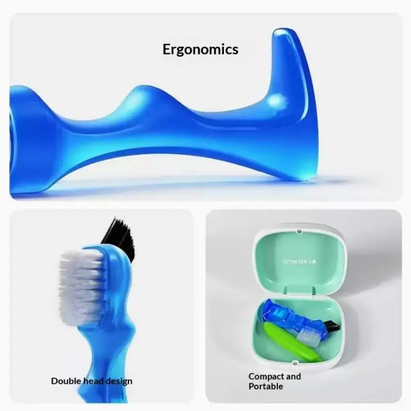 1Pcs Mini Denture Cleaning Brush Toothbrushes Invisible Braces Brushes Dual Heads False Teeth Brushes Descaling Brush Oral Care