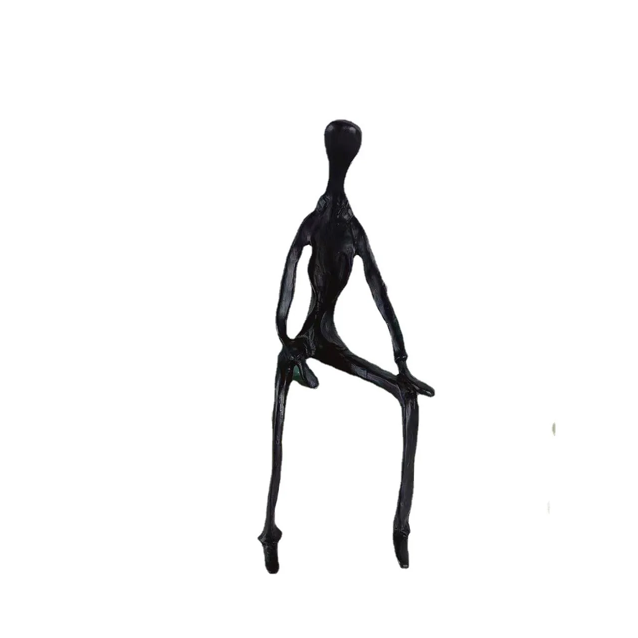 Metal Figure Sculpture Abstract Portrait Ornament Little Black Sitting Position Reading Character Home Decoration