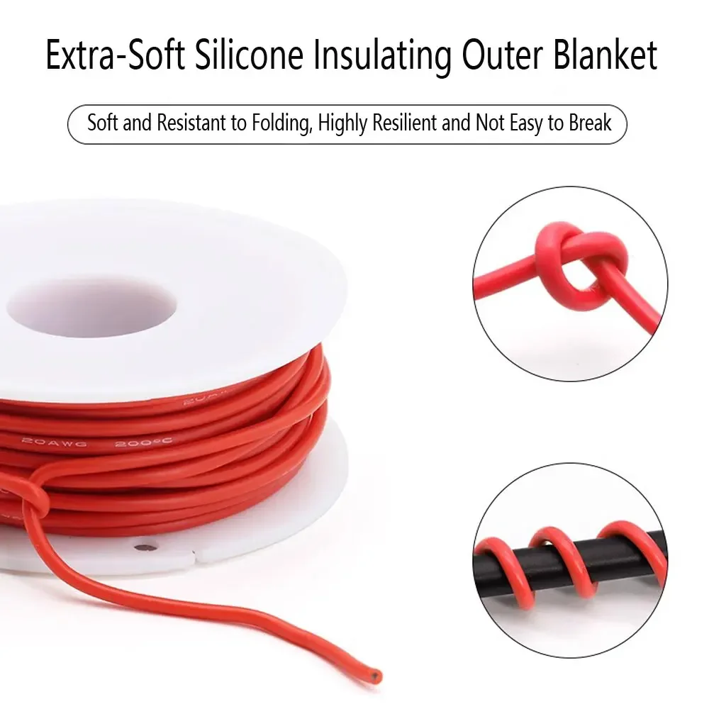 Hittebestendige Zachte Siliconen Draad 30/28/26/24/22/20/18AWG Hook-up Draad Flexibele Geïsoleerde Vertinde Koperdraad voor FPV RC Racing