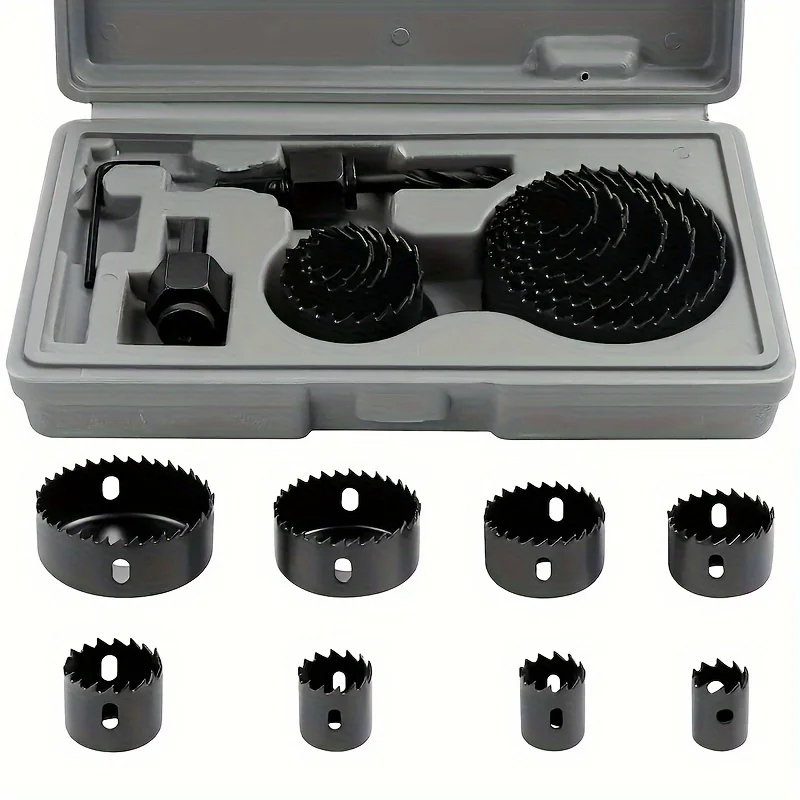 1 Set Hole Saw Set, Hole Saw Kit, 8 Saw Blades 3/4