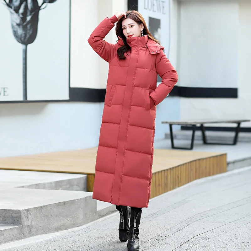 2023 Long Hooded Cotton-padded Parkas Winter Basic Thick Warm Oversized Coat Women Solid Color Simple Streetwear Luxury Coat