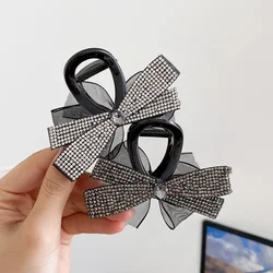 High-end Crystal Bow Hair Clips Elegant Temperament Rhinestone Hair Claw Shark Clip Korean Hair Accessories for Women