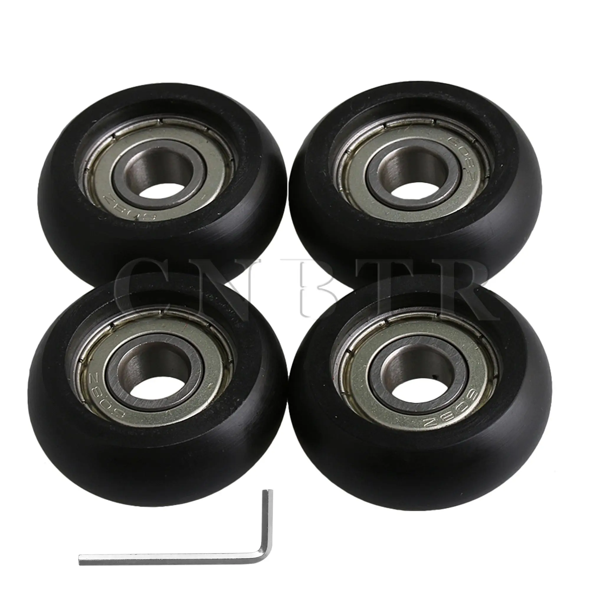 

80x CNBTR 8x32x12mm Black Plastic Bearing Steel Ball Bearing Guide Pulley Roller Round Wheel Load 191KG for Door Window