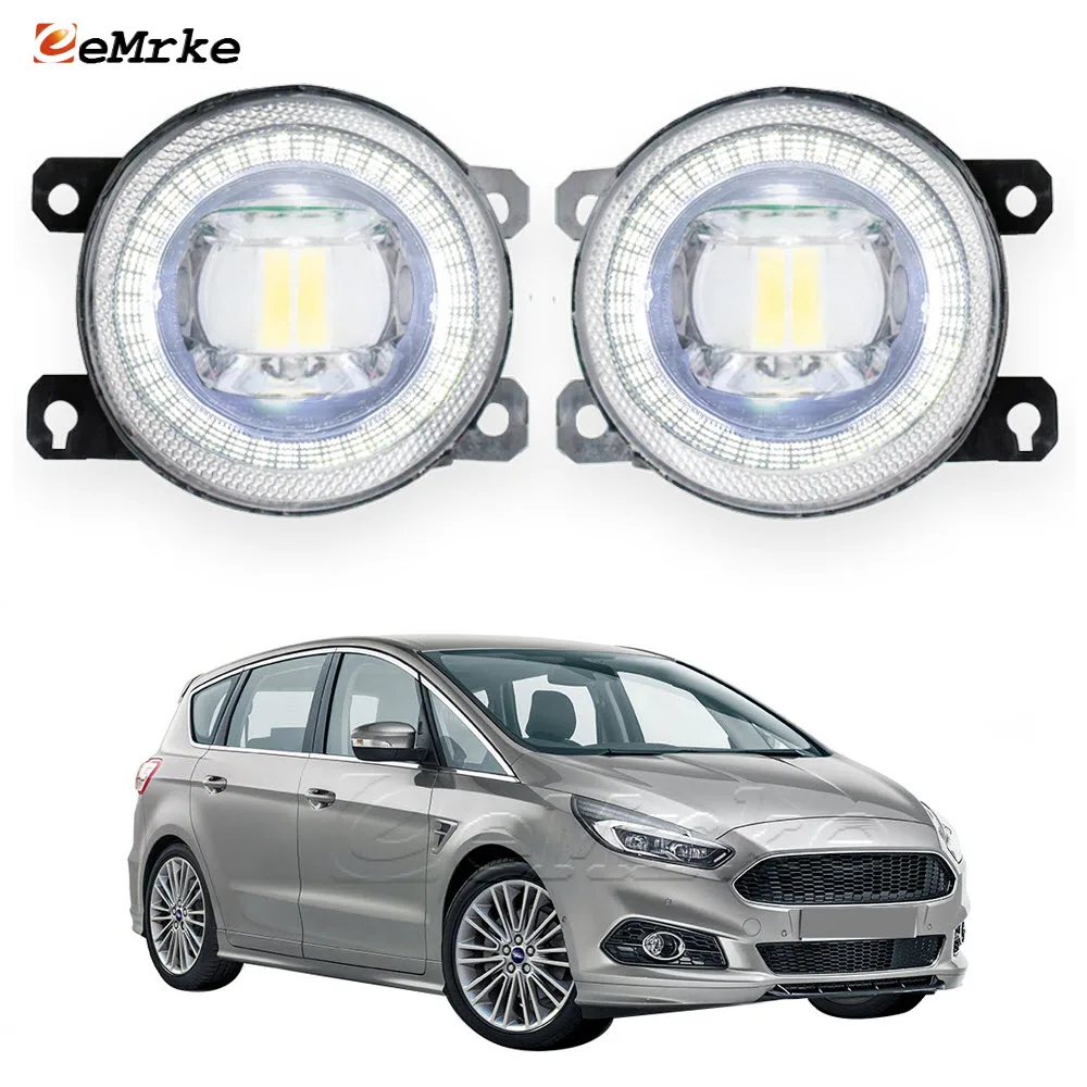 

Led Fog Lamp Assembly with Lens Angel Eyes DRL Aperture Daytime Running Light Halo for Ford S-Max CJ 2015 2016 2017 2018 2019