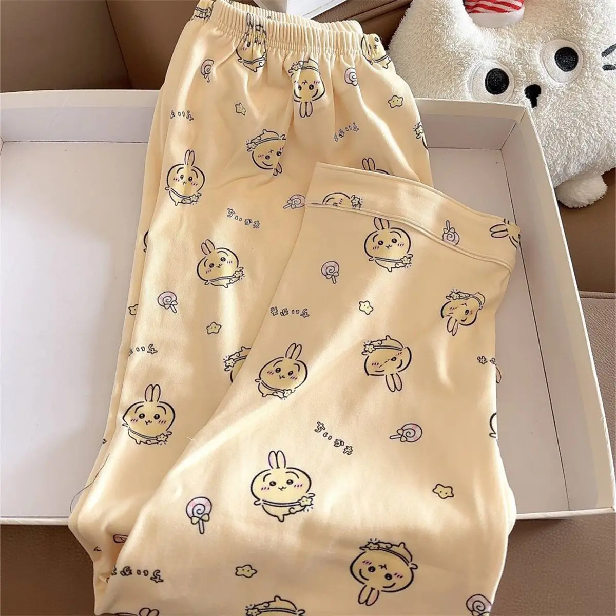 For Chiikawa Pajamas Set Women Autumn Winter Fleece Thickened Warm Kawaii Loungewear Home Sleepwear for Girls Students Gift - view 5