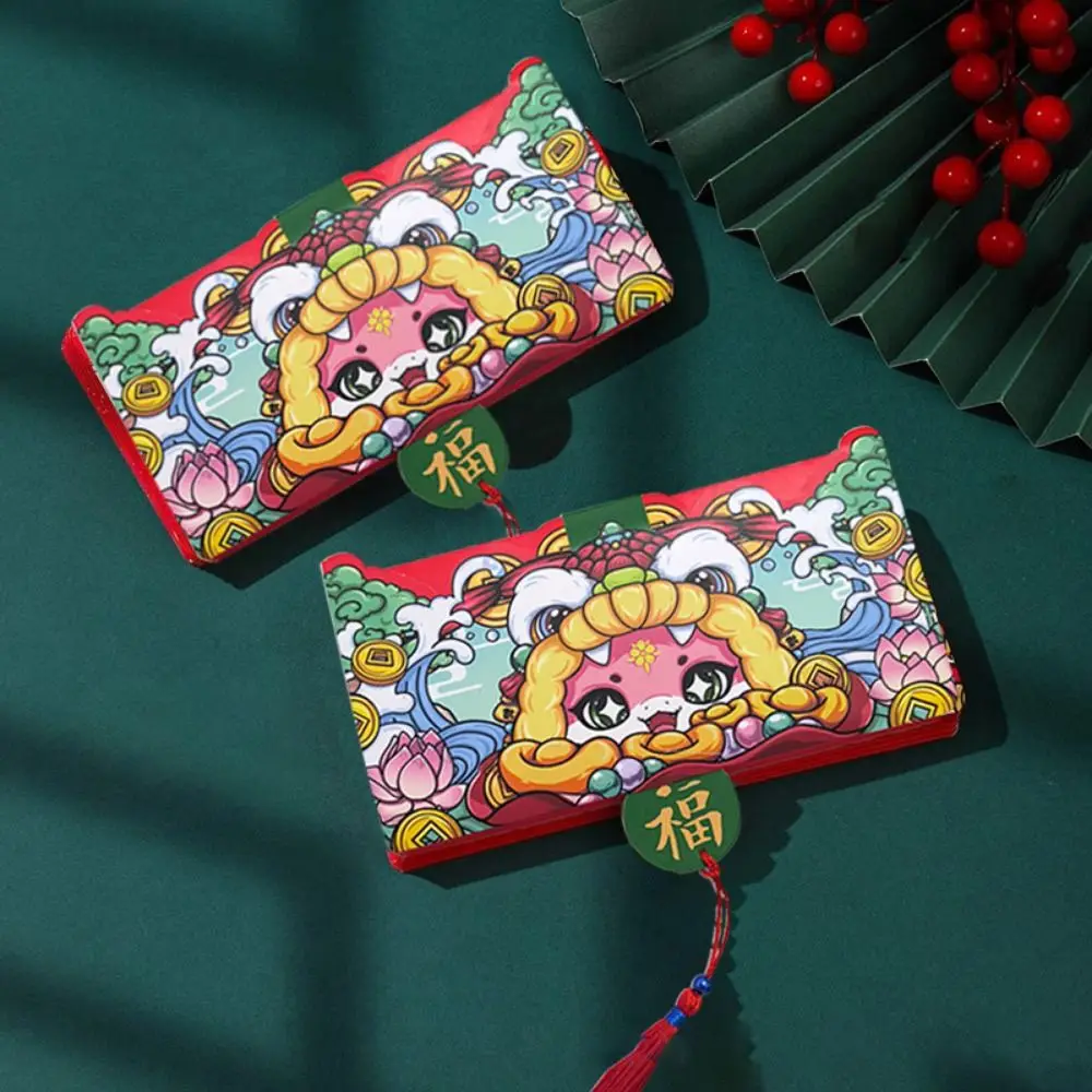 Estilo chino DIY embalaje plegable sobre rojo dibujos animados plegable 2025 paquete de Año Nuevo bolsillo rojo tradicional regalos de Año Nuevo