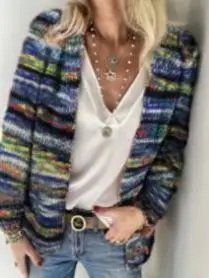 

Spring Autumn 2026 Printed Open Cardigan Slim Fit Commute Casual Loose Outerwear Women's Knitwear Asymmetric Design