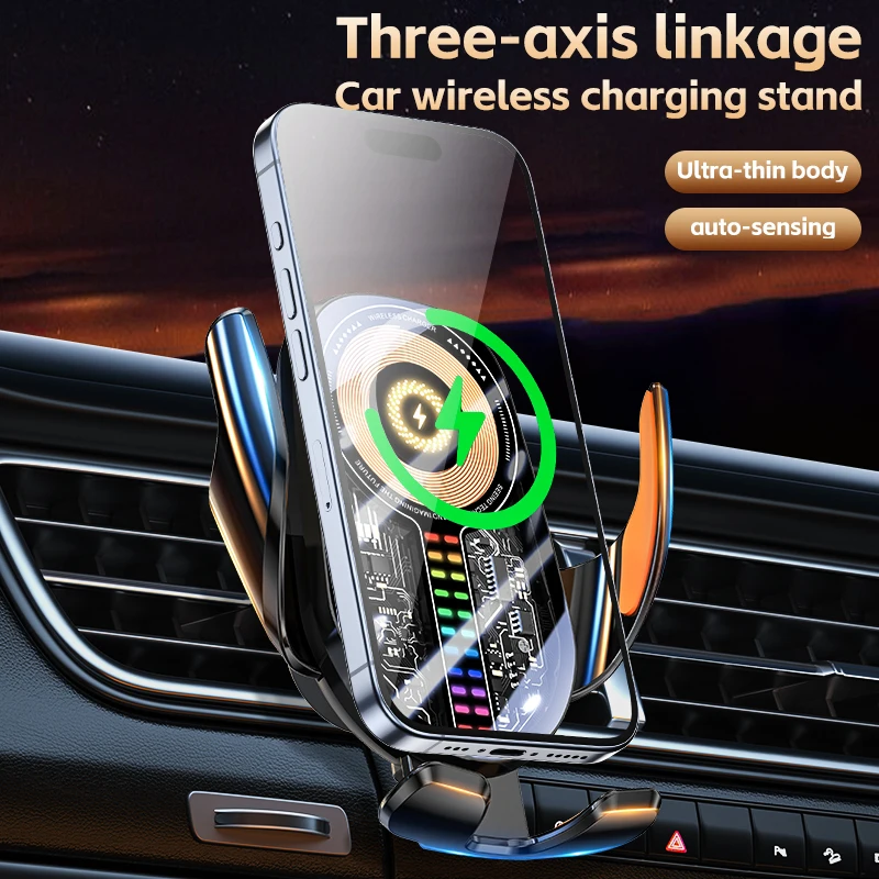 Newest Wireless Car Charger Car Phone Holder Mount Wireless Charging Transparent Compatible Charging Air Vent Mount Phone Holder