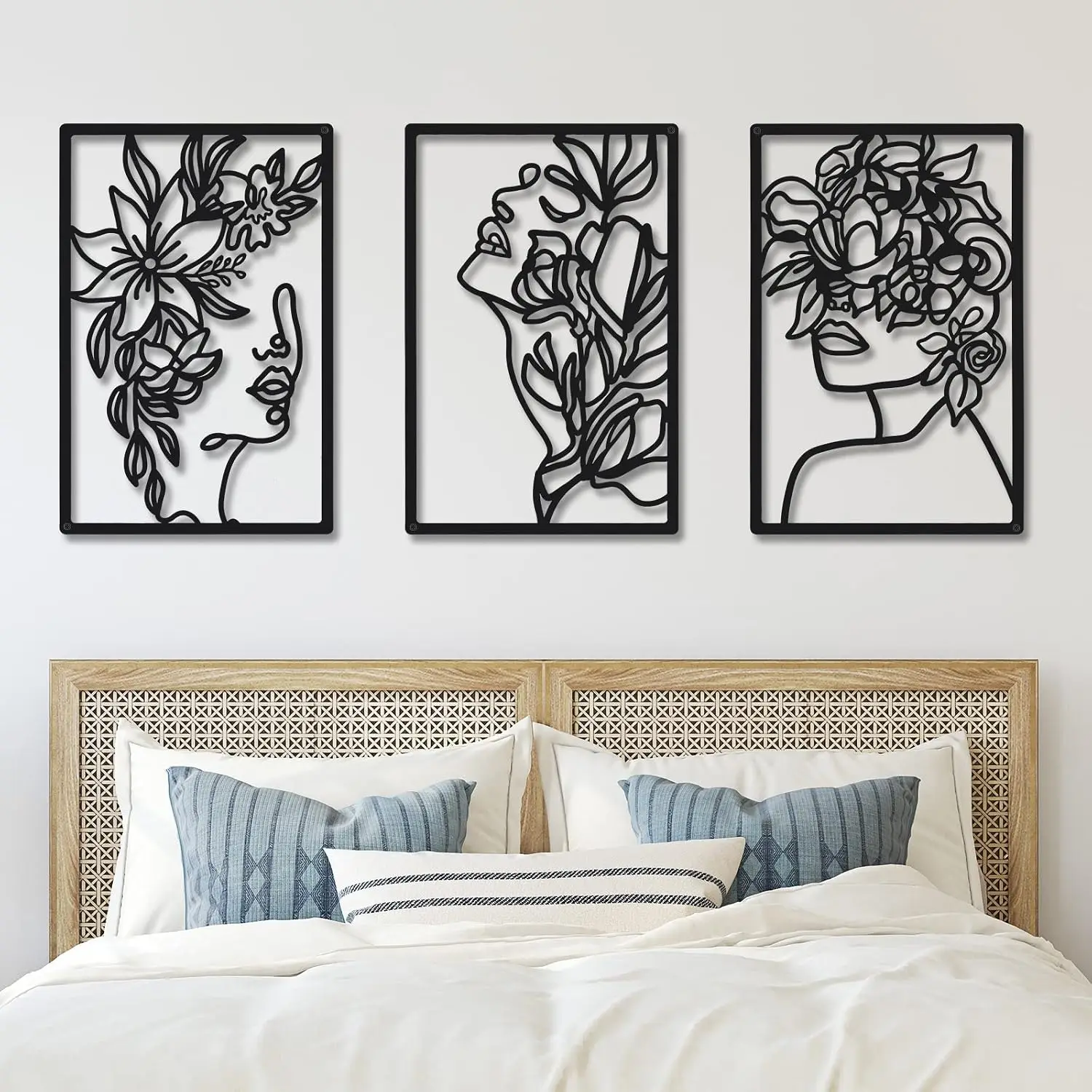 3 Pieces Metal Minimalist Abstract Woman Wall Art Line Drawing Wall Art Decor Single Line Female Home Hanging for, Customized