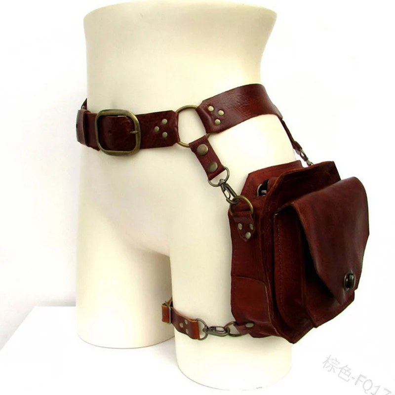 Medieval Waist Ring Belt Pouch Steampunk Leather Fanny Bag For Women Men Viking Knight Cosplay Costume Motorcycle Thigh Wallet