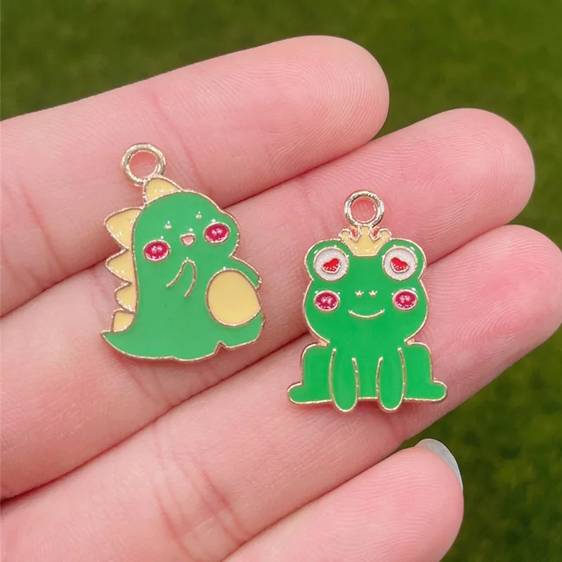 20 pcs/lot Fashion Enamel Frog Prince Pendant Making  Accessories Charms for Women, Earrings/Necklace Handmade DIY Jewelry