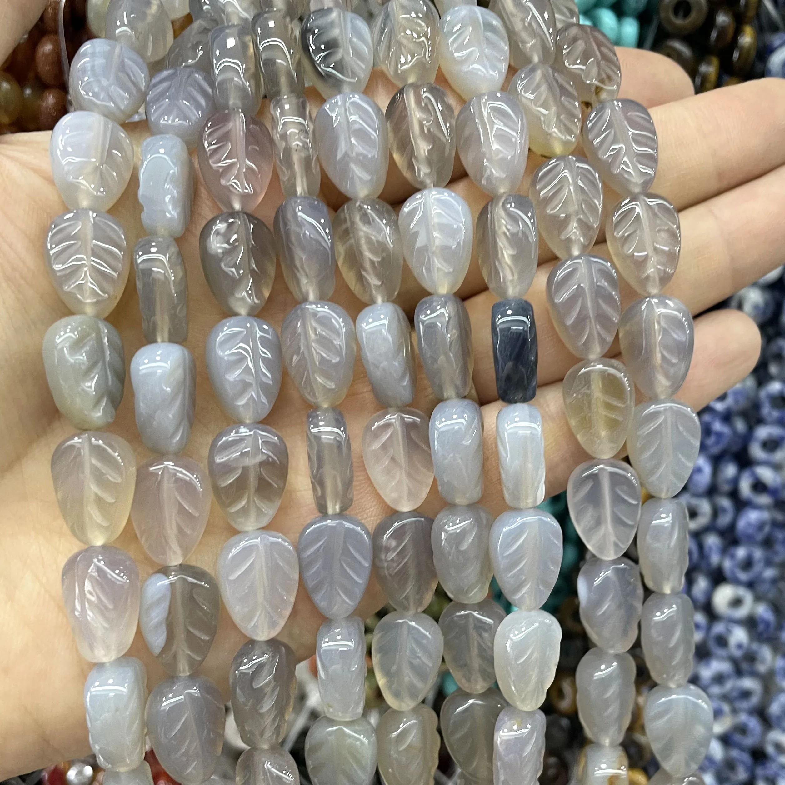 10x14mm Naturstein Blattförmige Aventurin-Achat-Quarz-Amethyst Lose Spacer-Perlen für DIY Schmuckherstellung Halsketten Armbänder – Detail 12