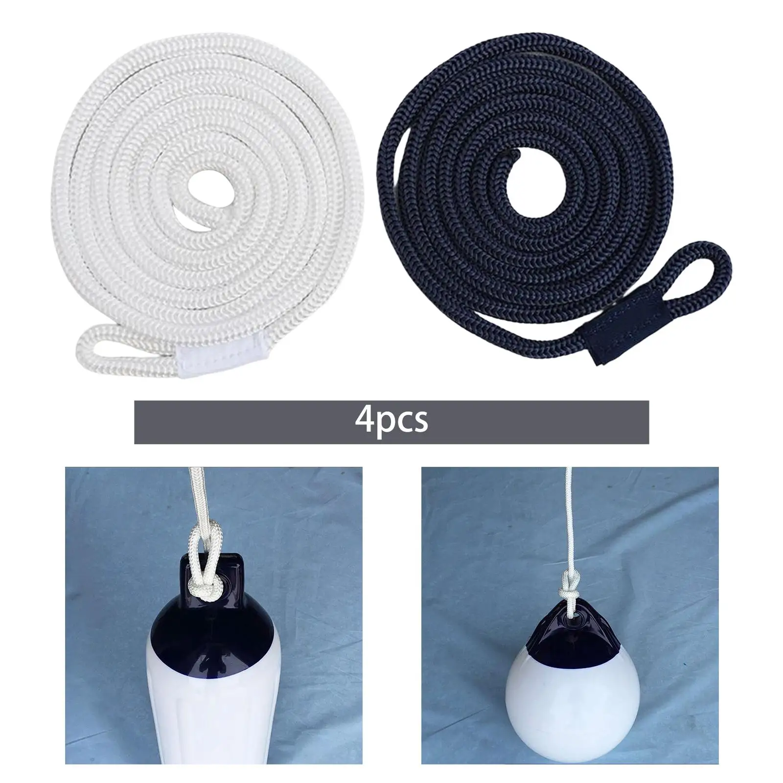 4Pcs Boat Fender Bumper Line 2M/78.74inch High Strength Versatile Durable Boat Bumper Rope for Pontoon Sport Boat Row Boats