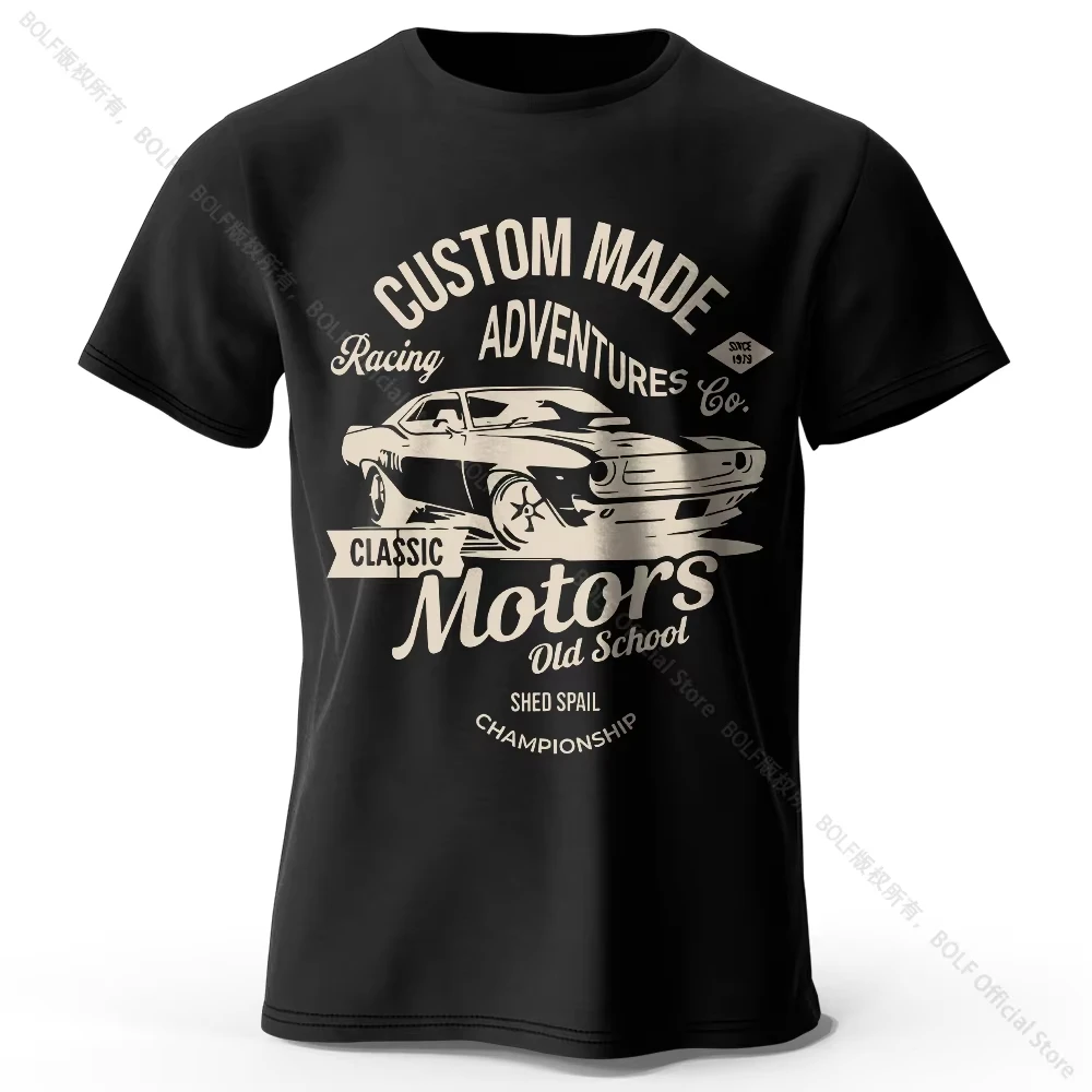 

2025ins Men's Motors Printed T-Shirt Cotton Vintage Old School Graphic Tees for Men Women Summer Tops Y2k