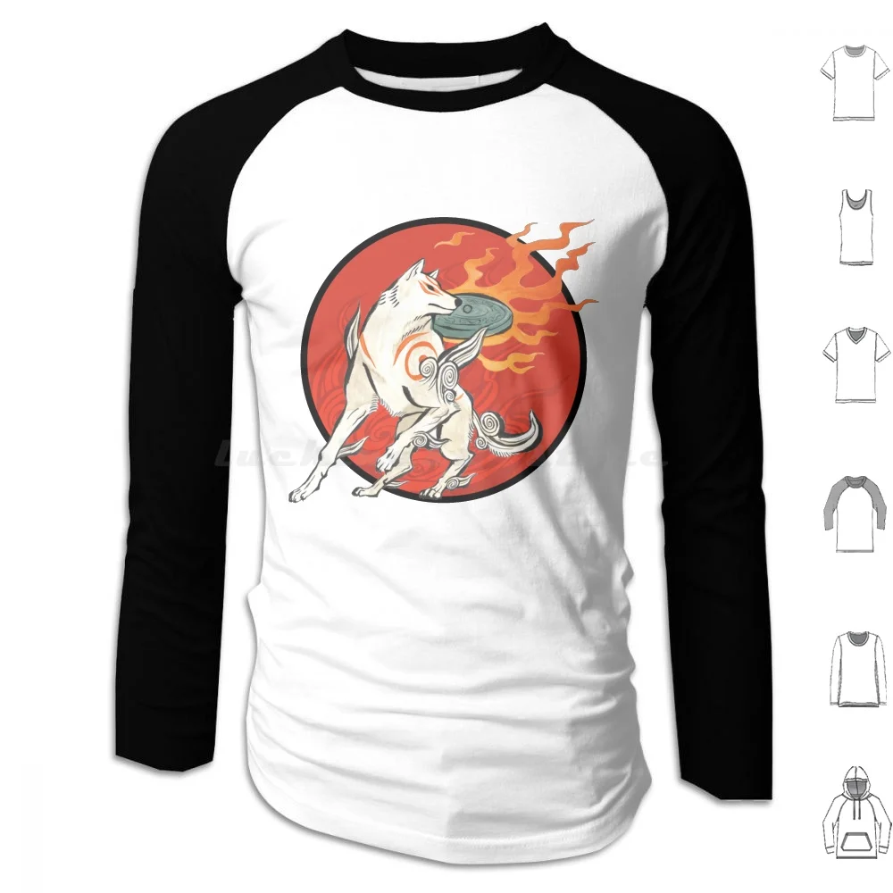 Okami: Amaterasu Sun sudaderas con capucha de manga larga Okami Amaterasu Amateratsu Ōkami Issun Oro Susano Susanoo Waka Kushi Hd