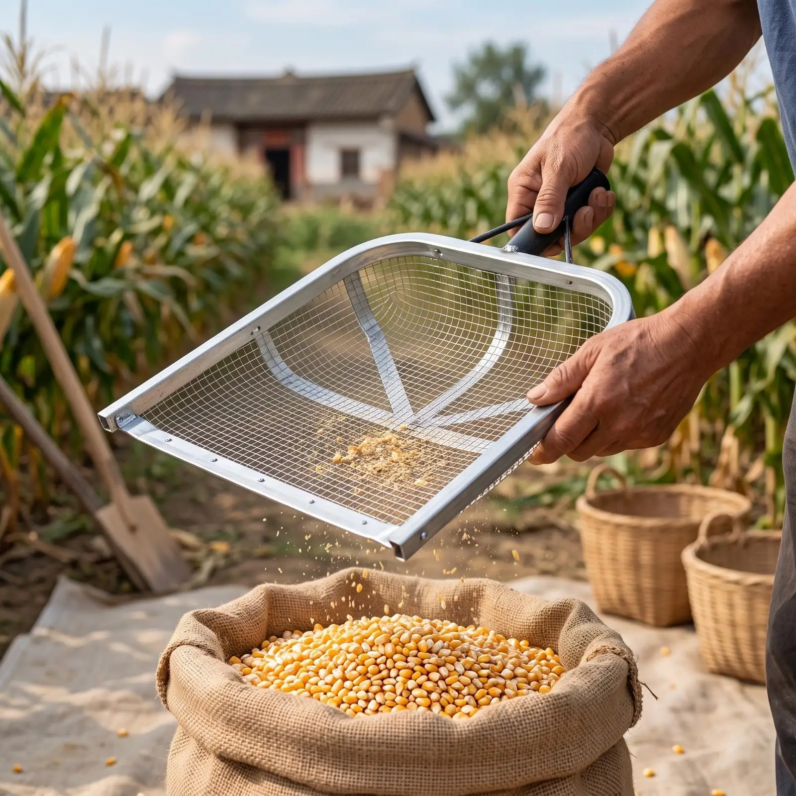 Sturdy Agricultural Sieve Screen Fine Wire Mesh Grain Filter for Small Farm Harvest Cleanup Task