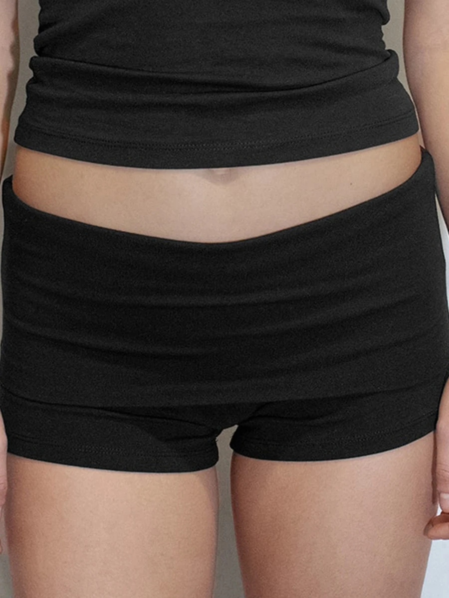 Women Summer Sport Shorts Elastic Waist Striped Black Shorts For Streetwear